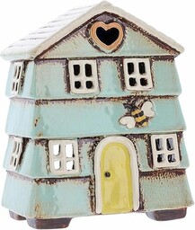 Village Pottery Aqua Blue Beehive House Tealight Holder
