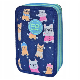 Piórnik Szkolny z Wyposażeniem Podwójny Pieski Mopsy Jumper