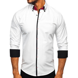 Koszula męska elegancka z długim rękawem biała Bolf