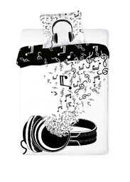 Faro Pościel bawełniana 140x200 Music młodzieżowa słuchawki poszewka