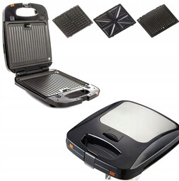 Opiekacz Mocny 3W1 Panini Czarny Grill Czarny Toster