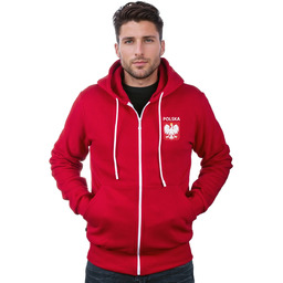 Czerwona bluza reprezentacji Polski z godłem i napisem