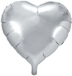 Balon foliowy Serce srebrne - 45 cm -