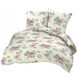 Pościel z kory 160x200 kremowa różyczki czerwone