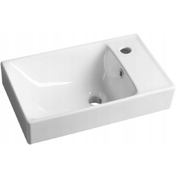 Umywalka ceramiczna 50x30cm, bateria z prawej strony, biała