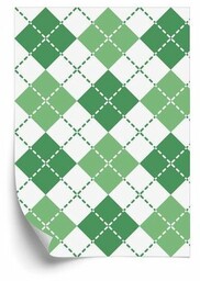Zielono biały wzór w kratę Tapeta Zielono biały