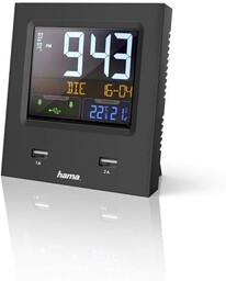 Hama cyfrowy budzik radiowy z podwójnym USB (alarm