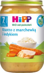 HiPP Danie Bio, risotto z marchewką i indykiem,