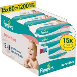 PAMPERS Chusteczki nawilżane Sensitive (1200 szt.) 2+1 gratis!