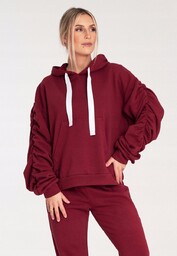 Bluza damska z bufiastymi rekawami i kapturem -