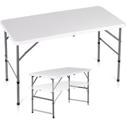 Stół cateringowy składany stalowy biały 2w1 120x60x49/73,5 cm