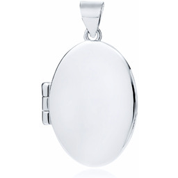Delikatny rodowany srebrny otwierany owalny wisiorek gładkie puzderko