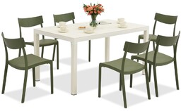 Komplet mebli ogrodowych King/Provence biało-zielony dla 6 osób