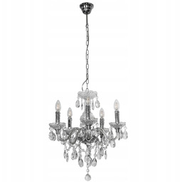 Lampa Italux wisząca chrom-kryształ 5xE14 40W z możliwością