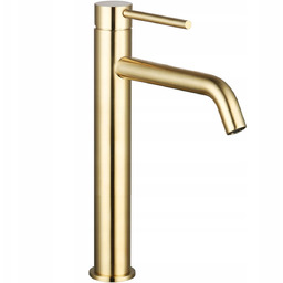 Bateria Umywalkowa Wysoka Złota Nablatowa Stojąca Rea Lungo