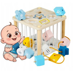 SORTER EDUKACYJNY KOSTKA DREWNIANA ELASTYCZNA SENSORYCZNA ROZWOJOWA