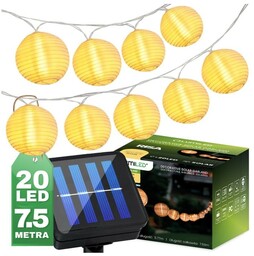 Łańcuch świetlny, girlanda ogrodowa solarna 20xLED ozdobne lampiony