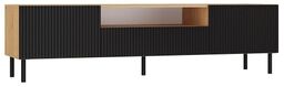 Szafka RTV ryflowana, Kama Slim, 160x40x43 cm, dąb