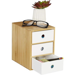 Relaxdays Organizer na biurko, 3 szuflady, bambus