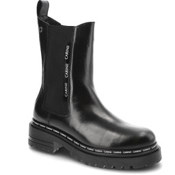 Carinii Czarne Sztyblety Jesienne Skórzane Buty Damskie