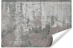 Muralo Fototapeta Do Salonu BETON Kwiaty Kamień 270x180cm