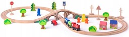 Zestaw Drewniana Kolejka Ósemka Z Mostem Akcesoria Woodyland