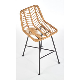 Hoker z oparciem rattanowy naturalny / czarny H97