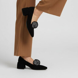 S.Barski Czarne Czółenka Eleganckie Buty Damskie Z Broszką