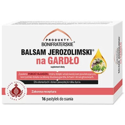 Produkty Bonifraterskie Balsam Jerozolimski na gardło, 16 pastylek