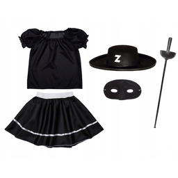 Kostium Zorro Kapelusz Maska Bluzka 98-110 5el