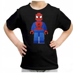 Czarna Koszulka Dziecięca T-shirt z Nadrukiem SPIDERMAN LEGO