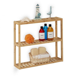 Półka ścienna łazienkowa 54x60x15cm, jasnobrązowa