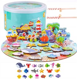 RYBKI DO ŁOWIENIA + PUZZLE W WIADERKU