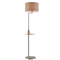 Lindby - Zinia Lampa Podłogowa Nickel/Grey/Wood