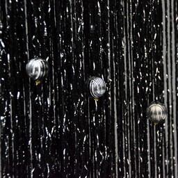 Firany Makarony Z Koralikami Srebrne Kule 300x250 Czarne