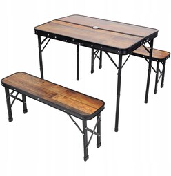 Stół regulowana wysokość 90x60x40-70cm 2 ławki komplet ogrodowy