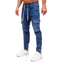 Spodnie męskie jeansowe joggery bojówki granatowe Denley Mario