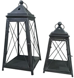 Latarnia metalowa ogrodowa lampion komplet szary 2szt 55/37,5