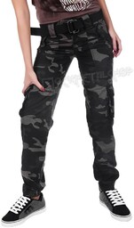 spodnie bojówki damskie LADIES PREMIUM TROUSERS SLIMMY BLACK