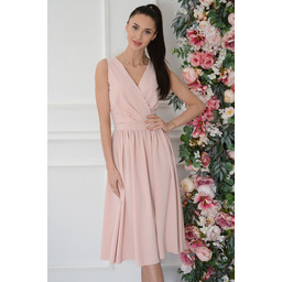 Sukienka midi rozkloszowana pudrowy róż Ivonne