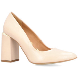 Czółenka na modnym słupku - TYMOTEO PARU BEŻOWE