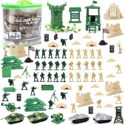 ZESTAW ŻOŁNIERZYKÓW BAZA WOJSKOWA 100 ELEMENTÓW CZOŁGI FIGURKI