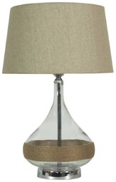 Lampa stołowa beżowe płótno 40x62cm Eco 41-21502, szklana