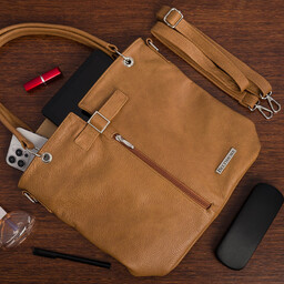 Torebka Damska Shopper Skóra Naturalna Miękka Beltimore Camel