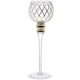 Świecznik szklany kielich szkło złoty 40x12 129273