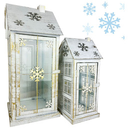 Latarnia lampion metalowy świecznik świąteczny biały 47/34cm