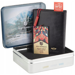 Portfel męski czarny slim Peterson PTN 317-2-1-1