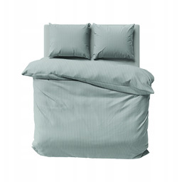 Pościel miętowa w paski 160x200 adamaszka satyna bawełniana