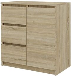 Komoda z szufladami, 1D3S, 80x40x75 cm, dąb sonoma,