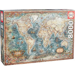 Educa Mapa Świata Puzzle, Wielokolorowy, 8000 Elementów